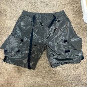 Dark Grey Reflective Cargo Combat Shorts